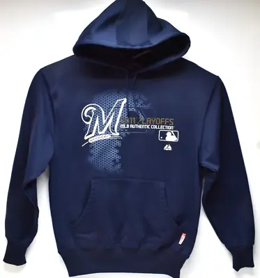 Milwaukee Brewers Majestic Hoodie Sweatshirt Men's Medium Heavy Therma Base 44  • $19.99