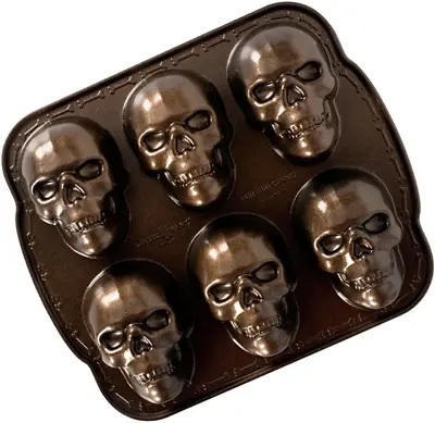 Halloween Bakeware Haunted Skull Cakelet Pan Bronze • $42.99