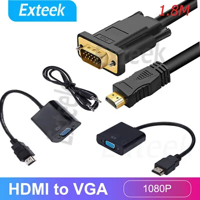 1080P HDMI Male To VGA Male/Female Cable Monitor Lead Converter Laptop Adapter • $5.45