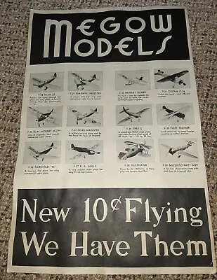 Megow Models ADVERTISING Sheet Of New Model Prices Double Sided Flyer RARE 17x11 • $24