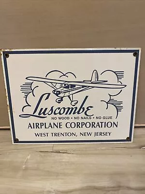 Vintage Luscombe Airplane Corporation New Jersey  12”x9” Porcelain Sign • $149.99