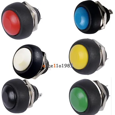 6Pcs Mini 12mm Waterproof Momentary ON/OFF Push Button Round Switch Random Color • $2.02