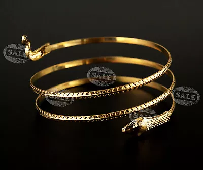 Gold Coild Spiral Upper Arm Cuff Armband Bangle Bracelet Anklet Punk Accessoris • £3.95