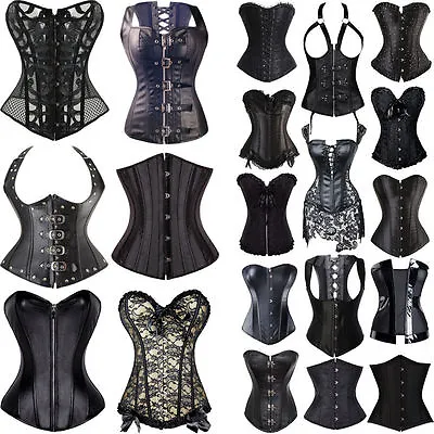 £28.79 • Buy Women Black Sexy Boned Corset Basque Waist Cincher Steampunk Bustier Costume HOT