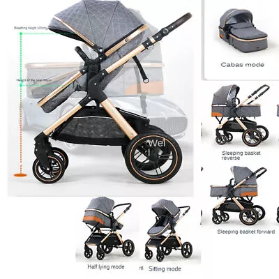 $168.55 • Buy Grey Baby Buggy Lightweight Pram 2 In1 Travel System Pushchair Child Stroller