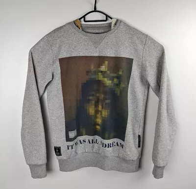 Criminal Damage Men's Grey Biggie Smalls It Was All A Dream Pullover Sweater... • $30