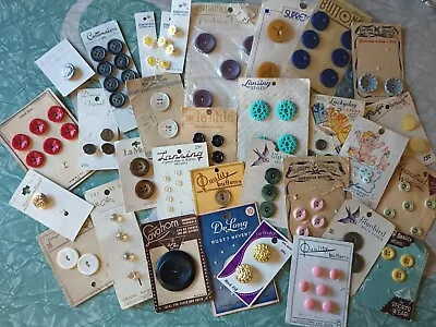 Lot Of Vintage Carded Buttons M.O.P. Plastics Wood.  • $17.99