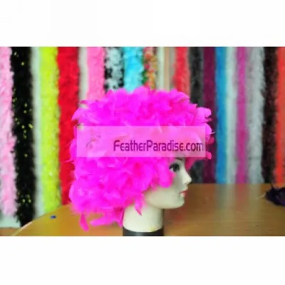 Hot Pink Chandelle Feather Costume Wig (GA USA) • $18.99