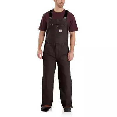 Carhartt Dark Brown Washed Duck Insulated Bib Overall Warmth3 XL - Short • $49.99