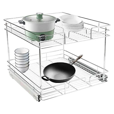 2 Tier Kitchen Cabinet Pull Out Shelf And Drawer Organizer Slide Out Basket • $67