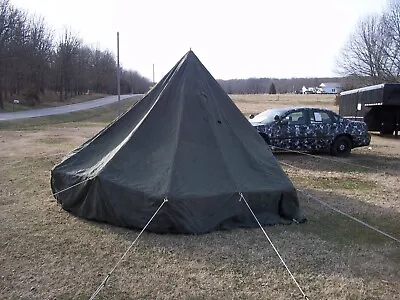 MILITARY SURPLUS 5 MAN M-1950 ARCTIC TENT 13x13 ARMY- NO LINER -NO POLE--DAMAGED • $195