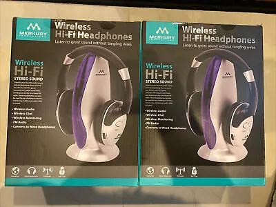 New Lot Of 2 Mercury Wireless Hi Fi Headphones Stereo Sound • $49.99