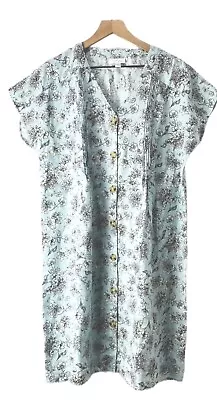 J. Jill Love Linen Blue Floral V-Neck Button-Front Dress Women's Size XL • $29.99