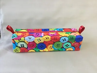 Handmade Fabric Knitting Needle Craft Storage Bag Zipped/Lined: Large Buttons • £7.95