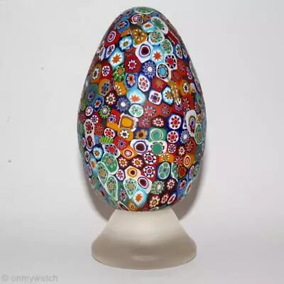 VERY LARGE OLD Paperweight MURANO 🇮🇹 MILLEFIORI Egg Vtg GLaSs FRATELLI TOSO • $700