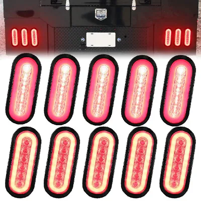 10x Red 6'' LED Oval Sealed Truck Trailer Stop/Turn/Tail Brake Lights Waterproof • $69.99