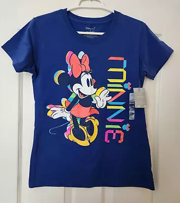 NWT Disney Store Minnie Mouse Blue T-Shirt Top Cotton S/S Women's Size Medium 8 • $14.99