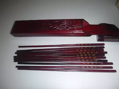 Vintage Wood Boxed Set Of Chop Sticks 10 • $13
