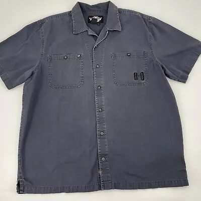 HARLEY DAVIDSON Men's Gray Mechanic Motorcycle Biker Button Front Shirt Sz XL • $29.99