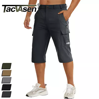 Summer Mens Shorts Quick Dry 3/4 Capri Long Cargo Work Pants Outdoor Golf Hiking • $24.98