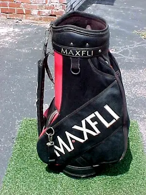 Vintage Used Red And Black MAXFLI 10 1/2  Large Staff Cart Golf Club Bag • $45