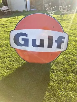 Vintage GULF Motor Oil Gas Station 1-sided Metal Advertising SIGN  • $2000