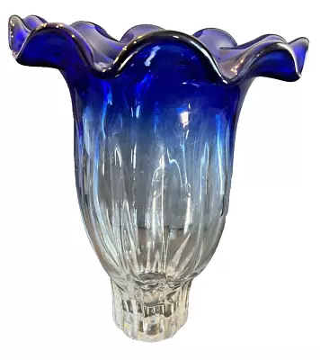 Shannon Crystal Design 14 In Height Cobalt Blue Ruffle Top Vase Made In Poland • $67.23