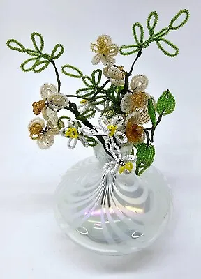 Antique Vintage Glass Beaded Flowers Floral Bouquet Stems 1351 • $35