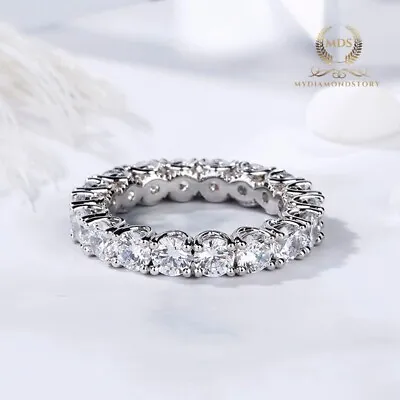 Moissanite Eternity Wedding Band Solid 14K White Gold 2 CT Round Cut For Women • $224.46