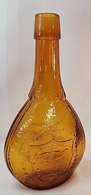 Vintage Wheaton Union Shield & Dove Bottle Amber Pressed Glass  • $10