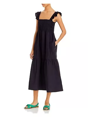 FRENCH CONNECTION Womens Navy Sleeveless Square Neck Midi Fit + Flare Dress 10 • $11.99