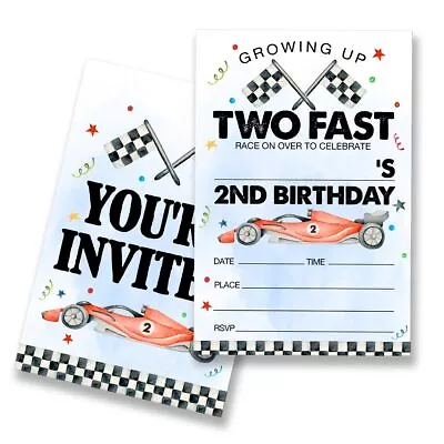 TWO Fast Race Car Birthday Invitations Supplies Fill-In Set Of 20 With Envelo... • $21.30