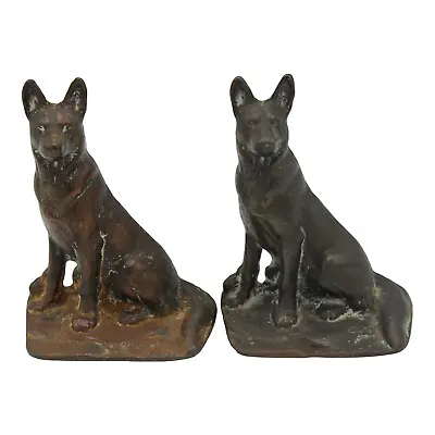 Vintage Traditional Cast Iron German Shepherd Dog Bookends • $299