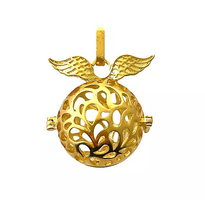 Gold Wings Locket Pendant Pregnancy Chime Ball Angel Mexican Bola Harmony Prayer • $6.99