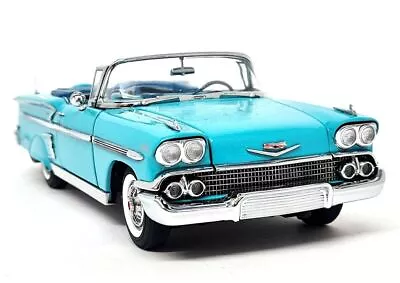 Danbury 1/24 - Chevrolet Impala Convertible 1958 Turquoise Diecast Model Car • $216.29