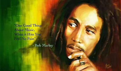 Bob Marley Life Quote Reggae Music Large Wall Art Framed Canvas Picture 20x30  • £20