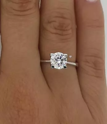 0.5 Ct 4 Prong Solitaire Round Cut Diamond Engagement Ring VVS1 D White Gold 14k • $1166