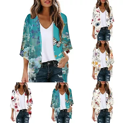 Cable Knit Cardigan For Women Womens Floral Print Puff Sleeve Kimono Cardigan • $35.48