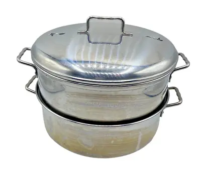 Vtg VOLLRATH Stainless Steel Double Vented 5 QT 2 Piece Steamer Pot & Lid • $47.99