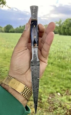 $26.95 • Buy 9  Double-Edged V42 Military Damascus Steel Dagger Boot Knife Full Tang X166