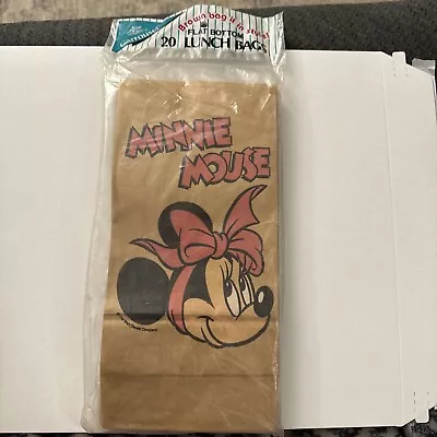Vintage Disney Minnie Mouse Flat Bottom Brown Lunch Bags By Carrousel J46 • $7.99