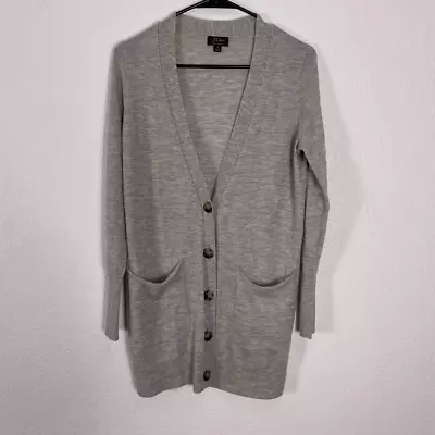 J. Crew Grey 100% Cashmere Lightweight V Neck Button Front Cardigan Sweater • $50