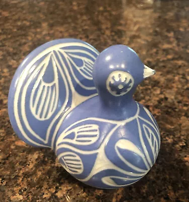 Pablo Zabal Chile Blue & White Folk Art Pottery Peacock Partridge • $18