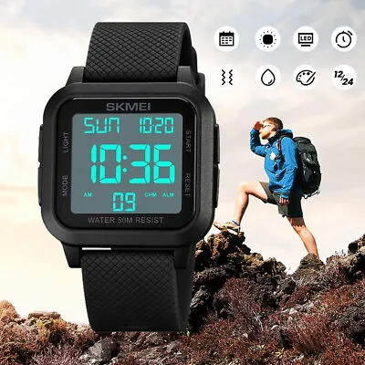 Men's Military Sports Watch LED Screen Large Digital Face Waterproof Wristwatch • $10.85