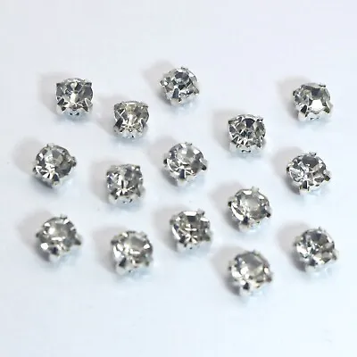 100 Silver Clear Crystal Glass Rhinestones Rose Montees 6mm Sew On Beads • $3.74