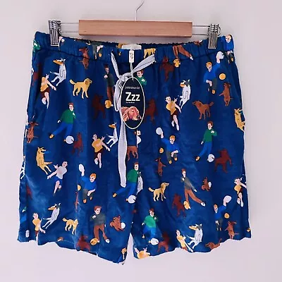 Peter Alexander Men's “Fetch” Dog + Man - Navy Mid Pyjama Shorts - Size L - NEW • $44.90