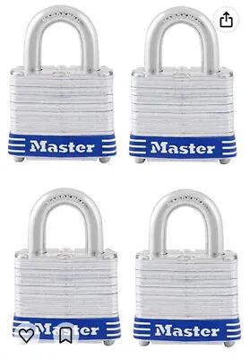 Master Lock 3008D Outdoor Padlock With Key 4 Pack Keyed-Alike Silver 1-1/2 Inch • $22.99