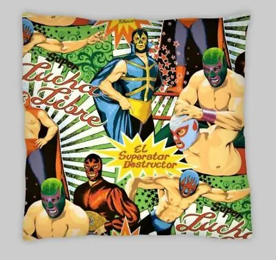 Wrestling Mask Wrestlers Mexican  Linen  Cushion Cover 18 Inch  • £8.20