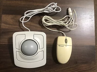Vintage Computer Trackball Mouse AND Vintage Microsoft PS2 Mouse • $78.50