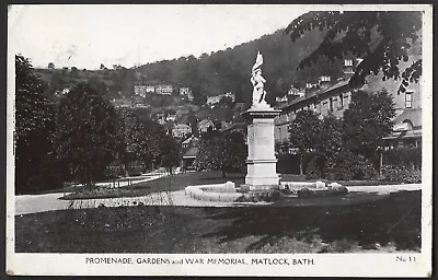 DERBYSHIRE  Promenade Gardens & War Memorial  Matlock Bath  Sneath RP POSTCARD • £2.50